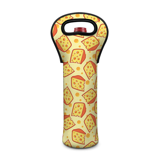 Slice Of Cheese Pattern Print Single Neoprene Wine Tote