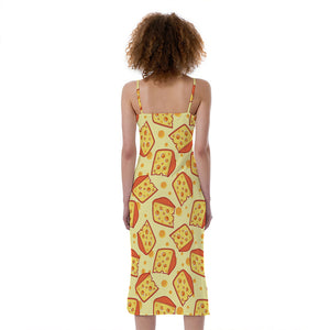 Slice Of Cheese Pattern Print Slim Fit Midi Cami Dress