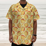 Slice Of Cheese Pattern Print Textured Short Sleeve Shirt