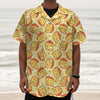 Slice Of Cheese Pattern Print Textured Short Sleeve Shirt