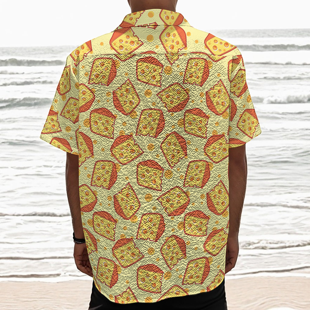 Slice Of Cheese Pattern Print Textured Short Sleeve Shirt