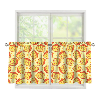 Slice Of Cheese Pattern Print Tier Curtains