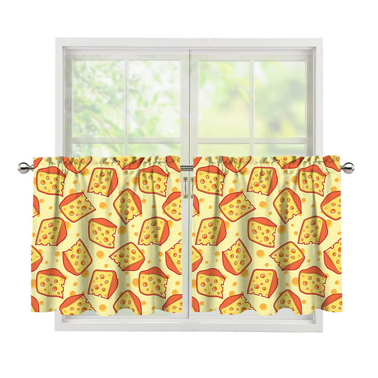 Slice Of Cheese Pattern Print Tier Curtains