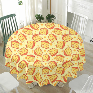 Slice Of Cheese Pattern Print Waterproof Round Tablecloth