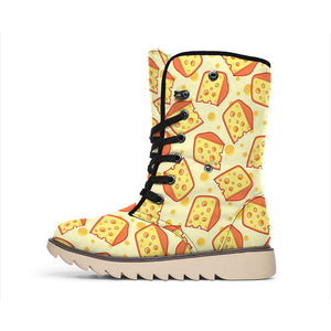 Slice Of Cheese Pattern Print Winter Boots