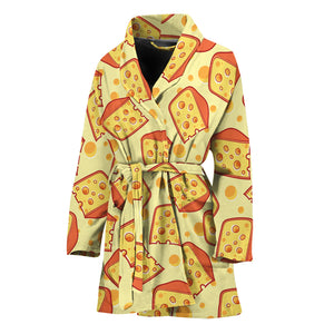 Slice Of Cheese Pattern Print Women's Bathrobe