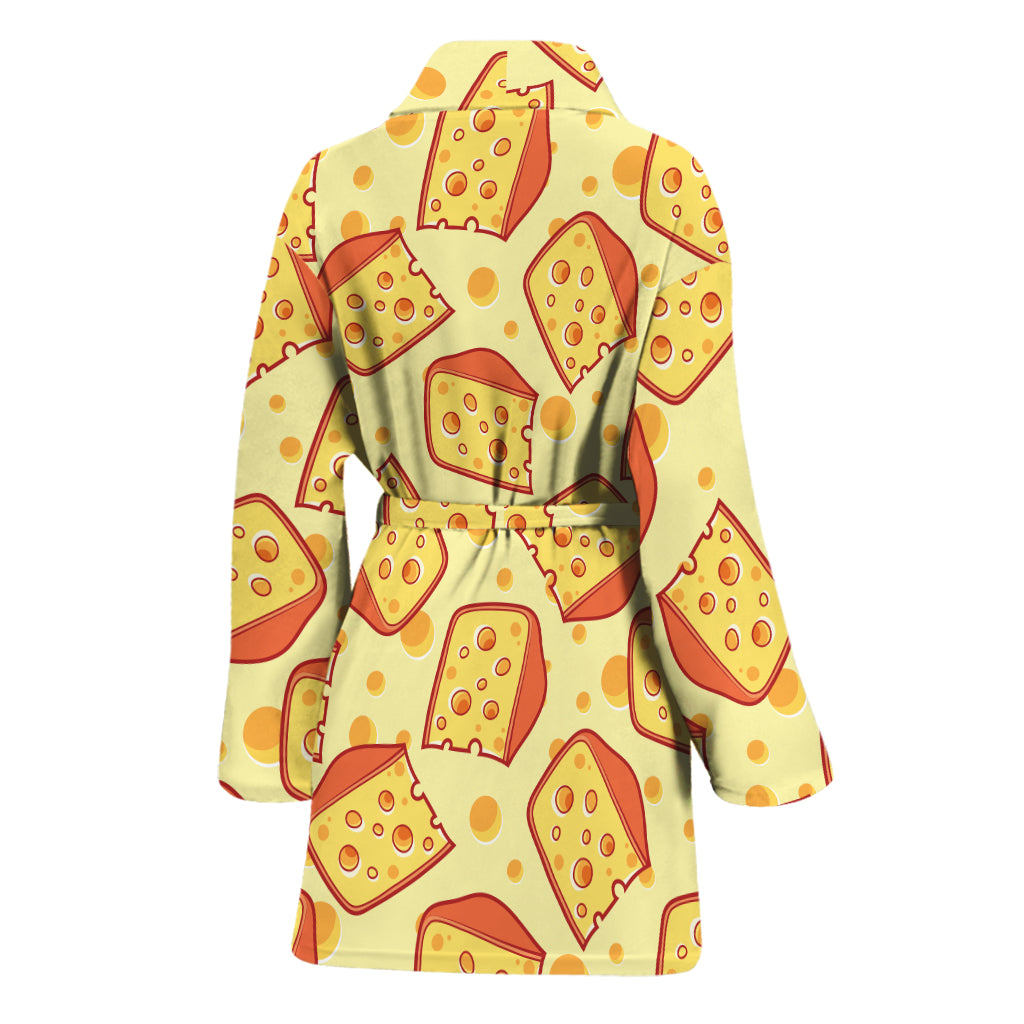 Slice Of Cheese Pattern Print Women's Bathrobe