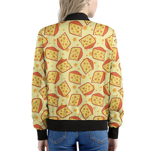 Slice Of Cheese Pattern Print Women's Bomber Jacket