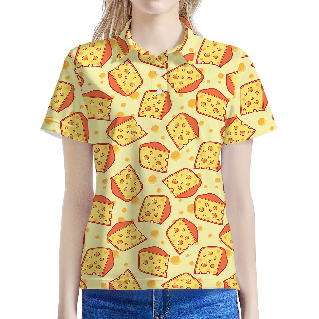 Slice Of Cheese Pattern Print Women's Polo Shirt