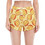 Slice Of Cheese Pattern Print Women's Split Running Shorts