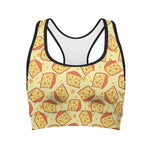 Slice Of Cheese Pattern Print Women's Sports Bra