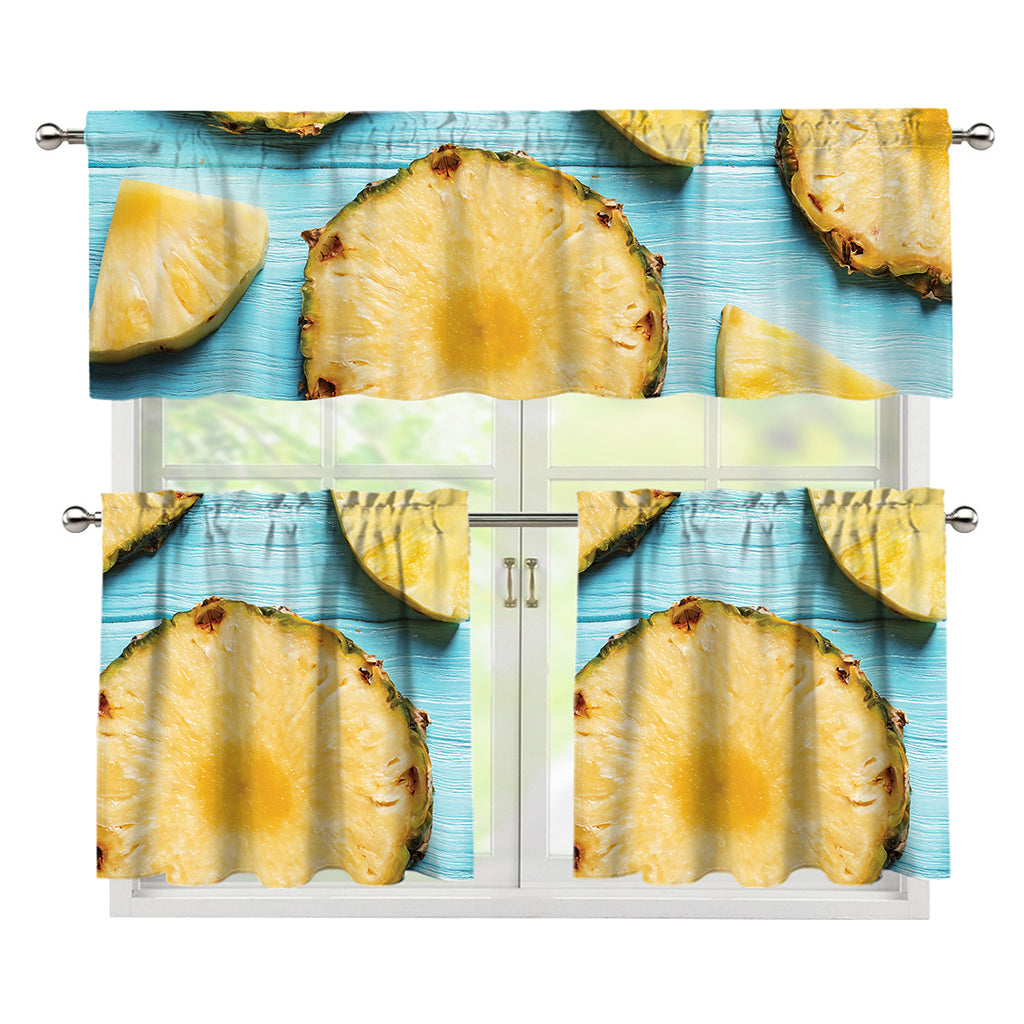 Sliced Pineapple Print 3 Piece Kitchen Curtains