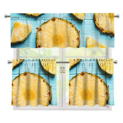 Sliced Pineapple Print 3 Piece Kitchen Curtains