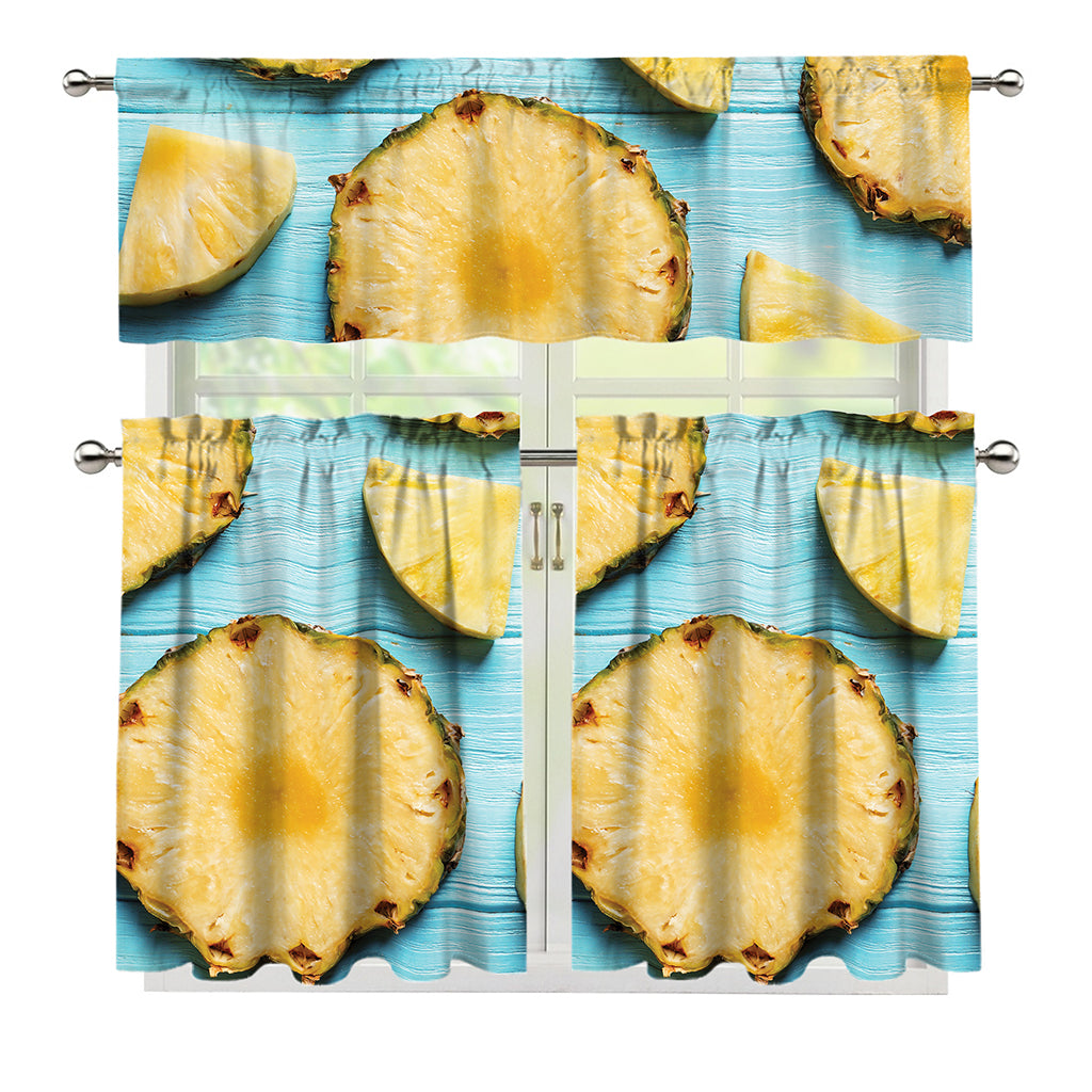 Sliced Pineapple Print 3 Piece Kitchen Curtains