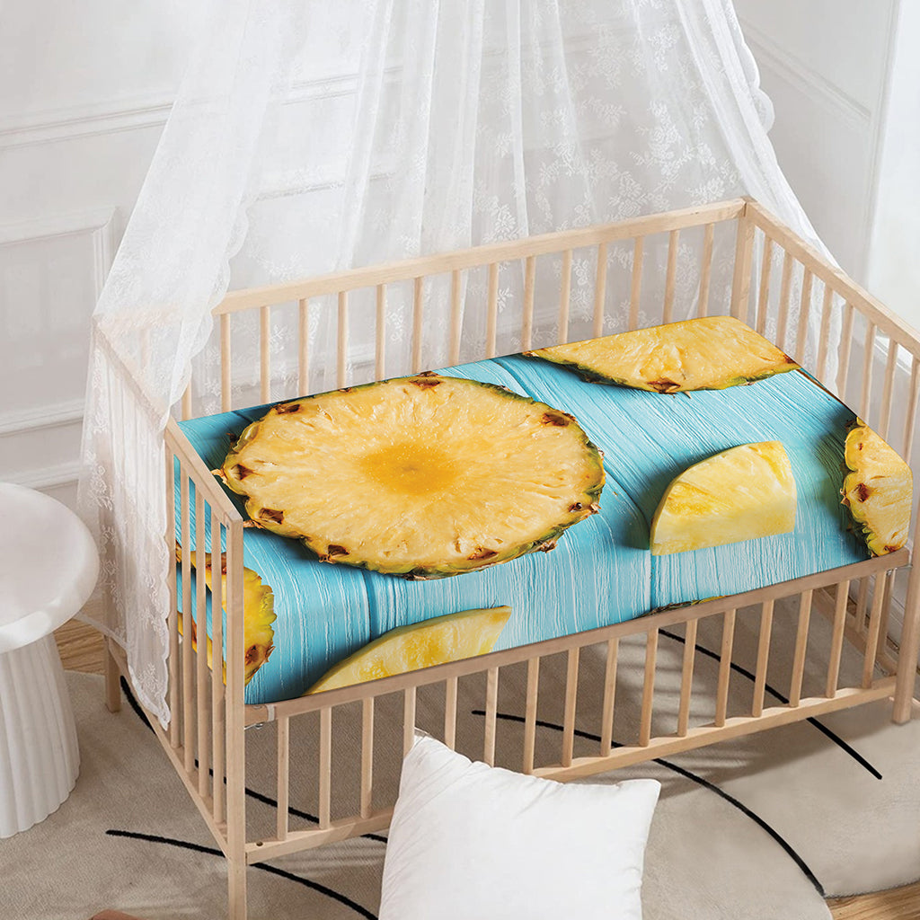 Sliced Pineapple Print Baby Crib Sheet