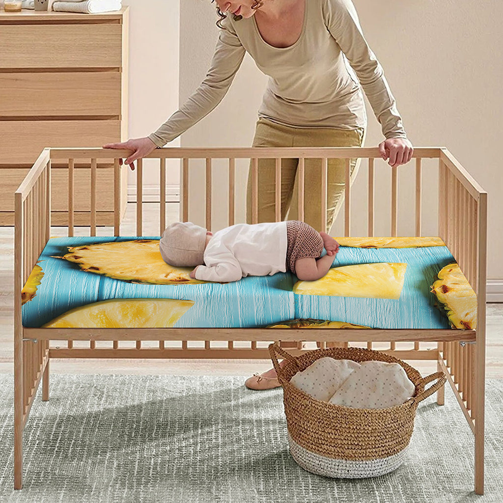 Sliced Pineapple Print Baby Crib Sheet