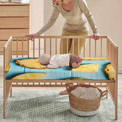 Sliced Pineapple Print Baby Crib Sheet