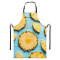 Sliced Pineapple Print Bib Apron With Pocket