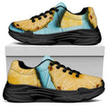 Sliced Pineapple Print Black Chunky Shoes