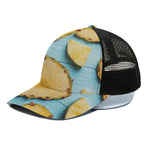 Sliced Pineapple Print Black Mesh Trucker Cap
