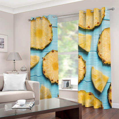 Sliced Pineapple Print Blackout Grommet Curtains