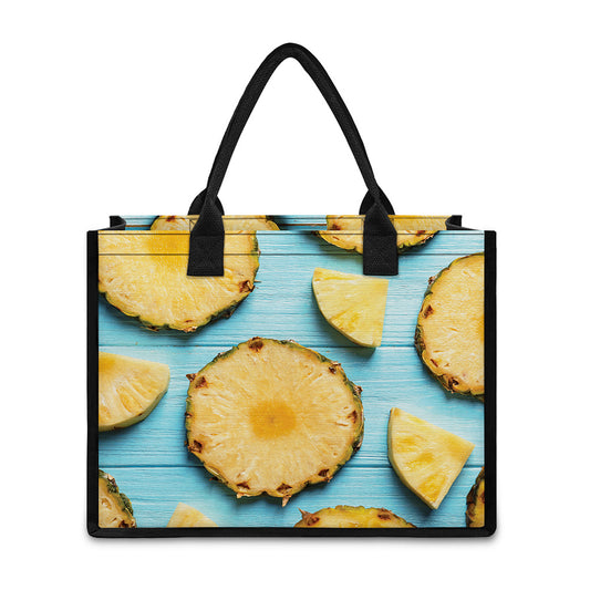 Sliced Pineapple Print Canvas Tote Bag