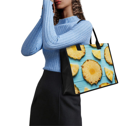 Sliced Pineapple Print Canvas Tote Bag