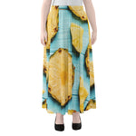 Sliced Pineapple Print Chiffon Maxi Skirt