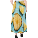 Sliced Pineapple Print Chiffon Maxi Skirt