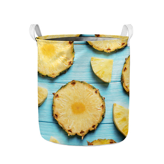 Sliced Pineapple Print Collapsible Laundry Basket