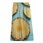 Sliced Pineapple Print Cotton Front Slit Maxi Skirt