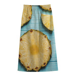 Sliced Pineapple Print Cotton Front Slit Maxi Skirt