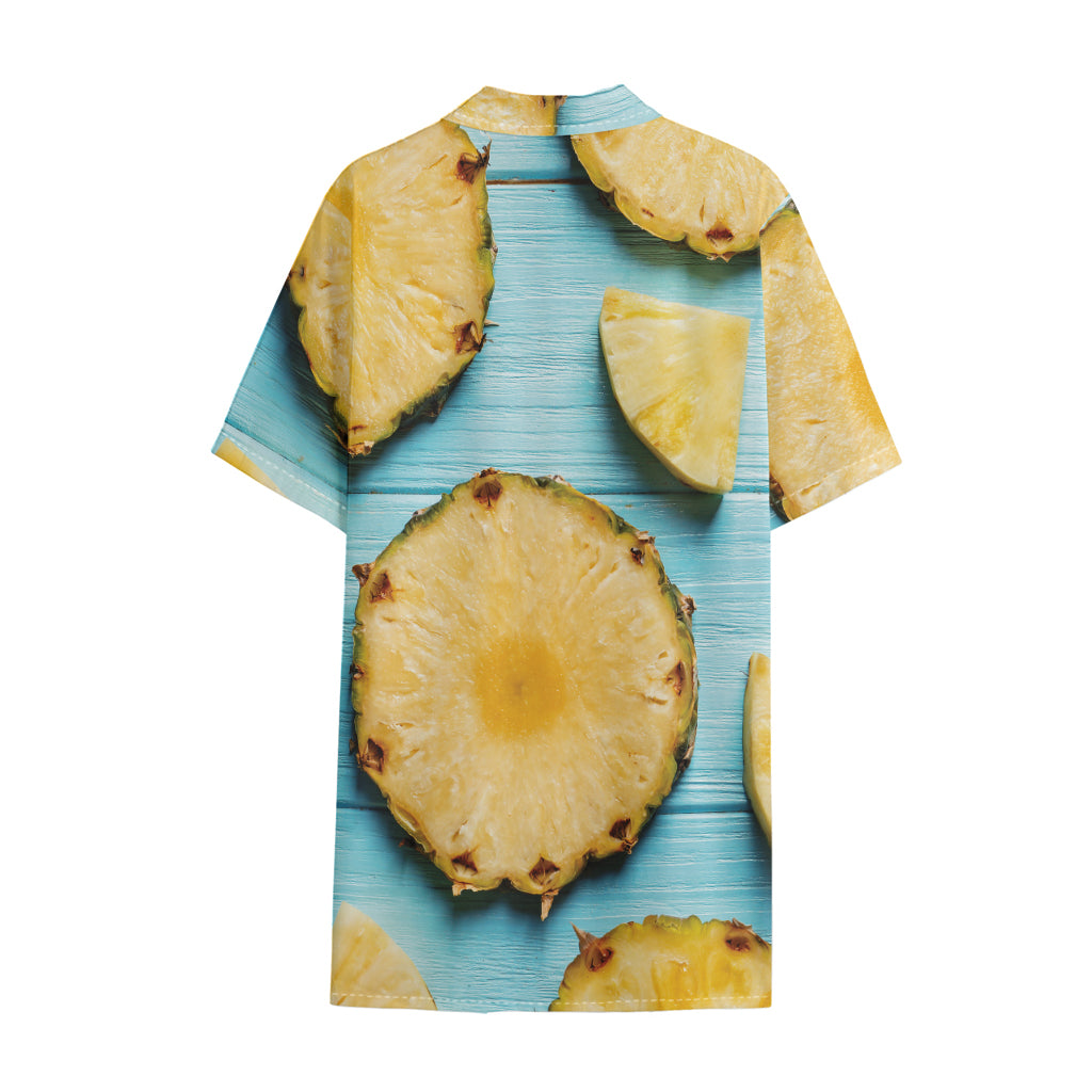 Sliced Pineapple Print Cotton Hawaiian Shirt