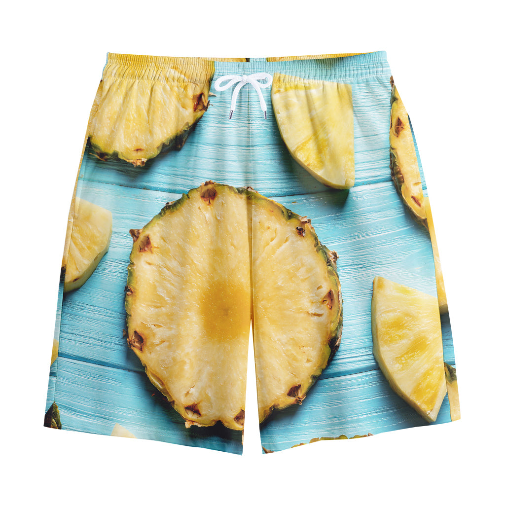 Sliced Pineapple Print Cotton Shorts