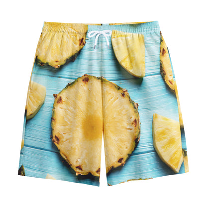Sliced Pineapple Print Cotton Shorts