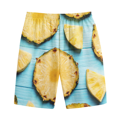Sliced Pineapple Print Cotton Shorts