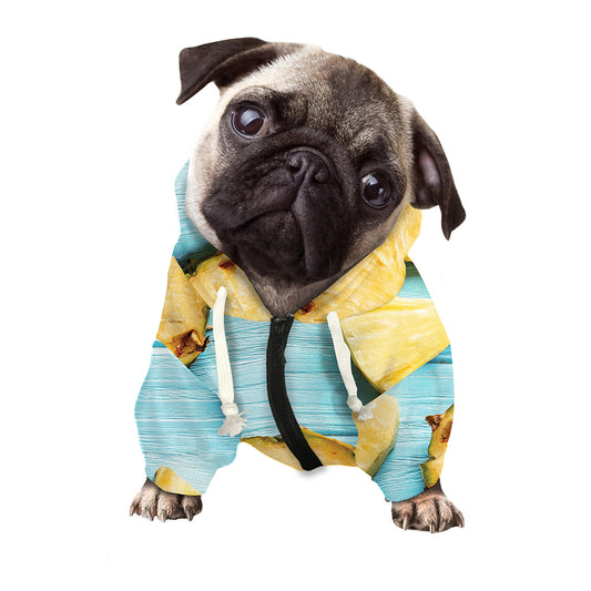Sliced Pineapple Print Dog Zip Up Hoodie