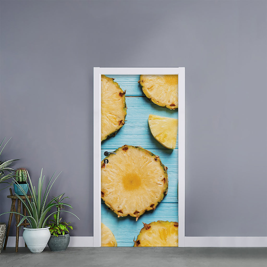 Sliced Pineapple Print Door Sticker