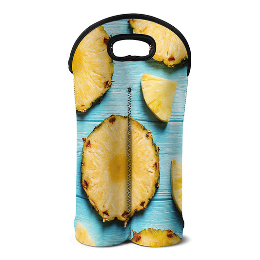Sliced Pineapple Print Double Neoprene Wine Tote