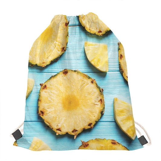Sliced Pineapple Print Drawstring Bag