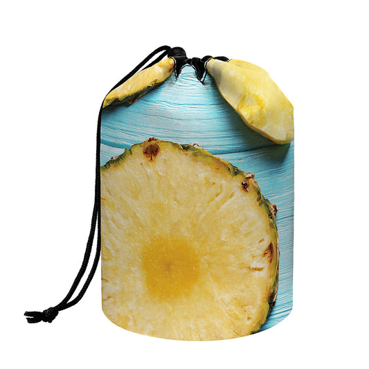 Sliced Pineapple Print Drawstring Makeup Bag