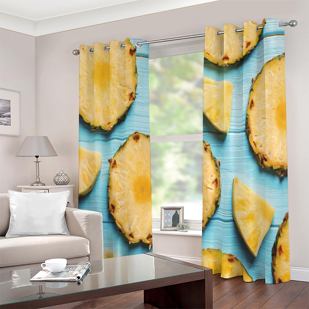 Sliced Pineapple Print Extra Wide Grommet Curtains