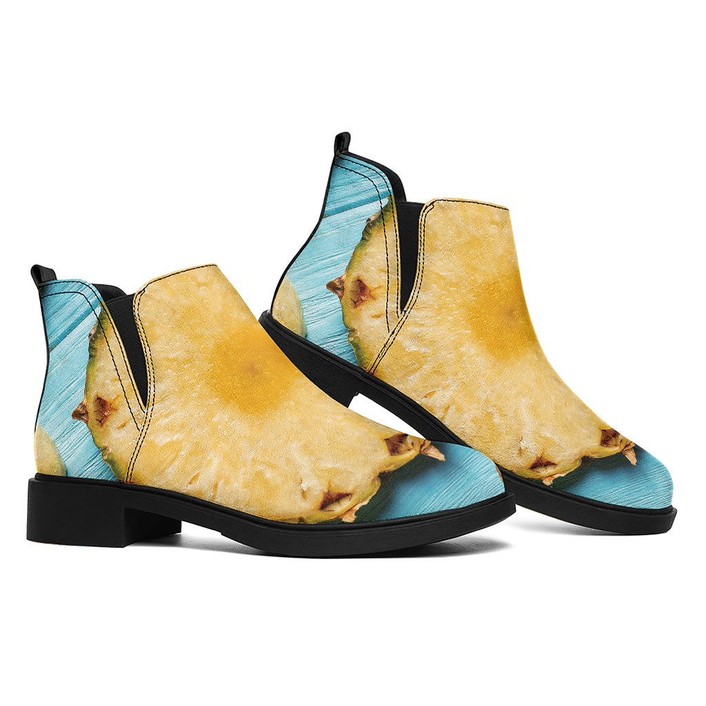 Sliced Pineapple Print Flat Ankle Boots