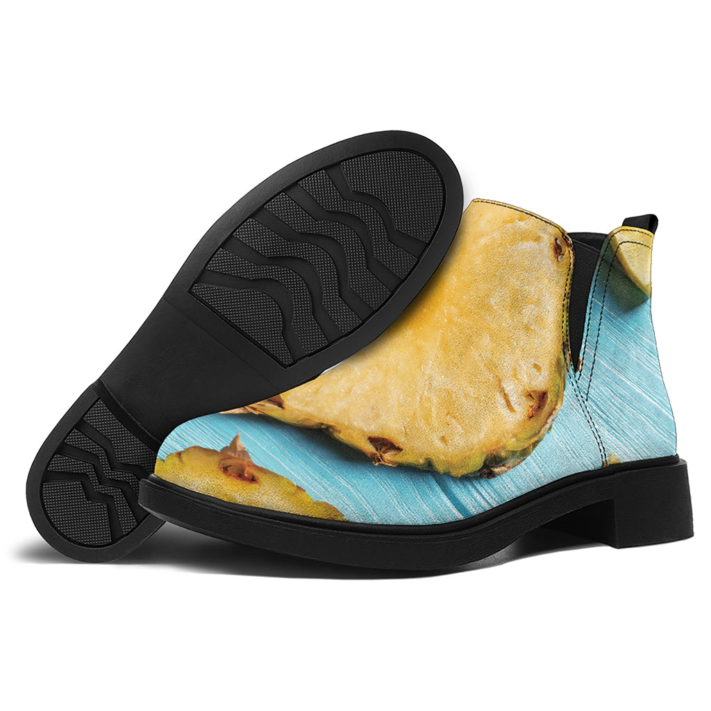 Sliced Pineapple Print Flat Ankle Boots