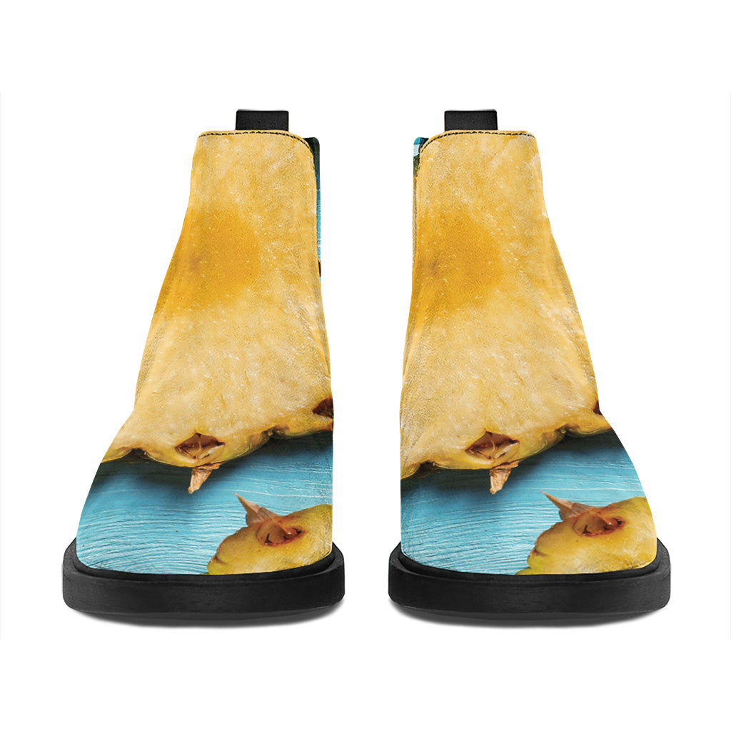 Sliced Pineapple Print Flat Ankle Boots