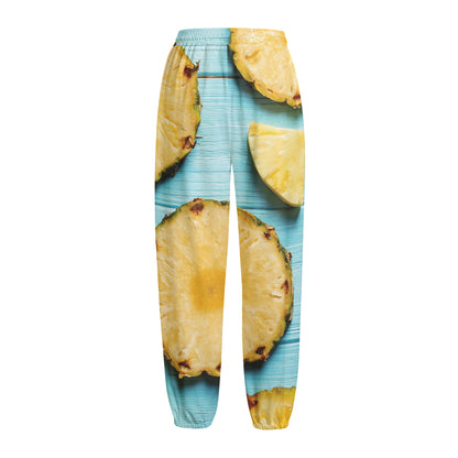 Sliced Pineapple Print Fleece Lined Knit Pants