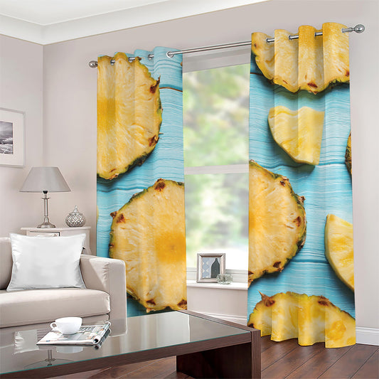 Sliced Pineapple Print Grommet Curtains