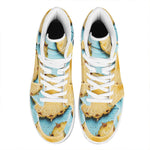 Sliced Pineapple Print High Top Leather Sneakers