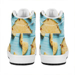 Sliced Pineapple Print High Top Leather Sneakers