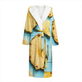 Sliced Pineapple Print Hooded Bathrobe